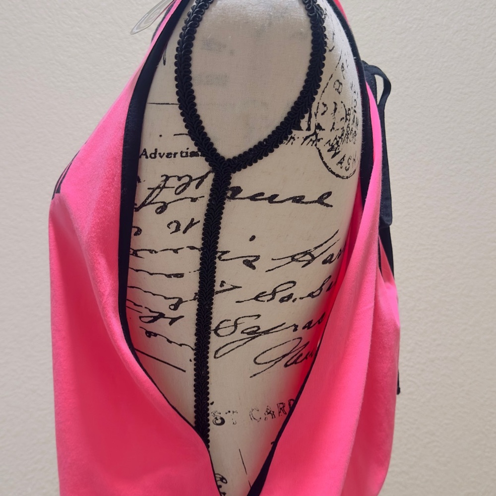 NWT Rare Vintage Gold's Gym 90’s Neon Pink and Black Parachute Tank Top - Picture 5 of 6